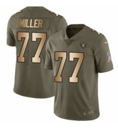 Men's Nike Oakland Raiders #77 Kolton Miller Limited Olive/Gold 2017 Salute to Service NFL Jersey