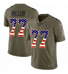 Men's Nike Oakland Raiders #77 Kolton Miller Limited Olive/USA Flag 2017 Salute to Service NFL Jersey