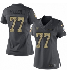 Women's Nike Oakland Raiders #77 Kolton Miller Limited Black 2016 Salute to Service NFL Jersey