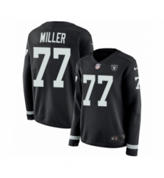 Women's Nike Oakland Raiders #77 Kolton Miller Limited Black Therma Long Sleeve NFL Jersey