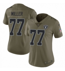 Women's Nike Oakland Raiders #77 Kolton Miller Limited Olive 2017 Salute to Service NFL Jersey