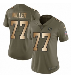 Women's Nike Oakland Raiders #77 Kolton Miller Limited Olive/Gold 2017 Salute to Service NFL Jersey