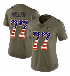 Women's Nike Oakland Raiders #77 Kolton Miller Limited Olive/USA Flag 2017 Salute to Service NFL Jersey