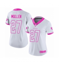 Women's Oakland Raiders #27 Trayvon Mullen Limited White Pink Rush Fashion Football Jersey