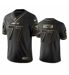 Men's New York Jets #77 Mekhi Becton Black Golden Edition Vapor Limited Jersey