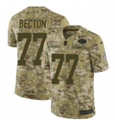 Men's New York Jets #77 Mekhi Becton Camo Stitched Limited 2018 Salute To Service Jersey