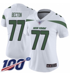 Women's New York Jets #77 Mekhi Becton White Stitched 100th Season Vapor Untouchable Limited Jersey