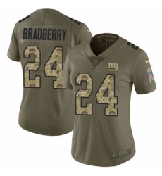 Women's New York Giants #24 James Bradberry Olive Camo Stitched Limited 2017 Salute To Service Jersey