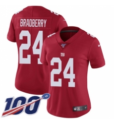 Women's New York Giants #24 James Bradberry Red Alternate Stitched 100th Season Vapor Untouchable Limited Jersey