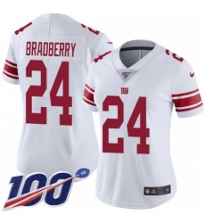 Women's New York Giants #24 James Bradberry White Stitched 100th Season Vapor Untouchable Limited Jersey