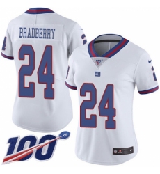 Women's New York Giants #24 James Bradberry White Stitched Limited Rush 100th Season Jersey