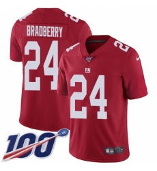 Youth New York Giants #24 James Bradberry Red Alternate Stitched 100th Season Vapor Untouchable Limited Jersey