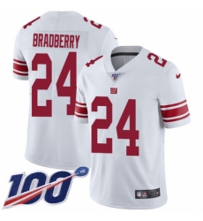 Youth New York Giants #24 James Bradberry White Stitched 100th Season Vapor Untouchable Limited Jersey