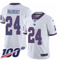 Youth New York Giants #24 James Bradberry White Stitched Limited Rush 100th Season Jersey