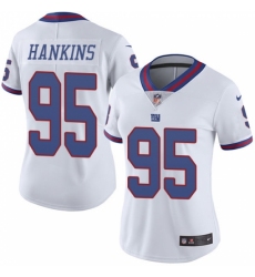 Women's New York Giants #95 Johnathan Hankins Limited White Rush NFL Jersey