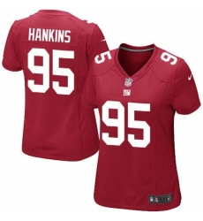 Women's Nike New York Giants #95 Johnathan Hankins Elite Red Jersey