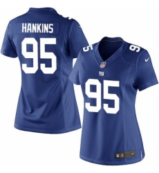 Women's Nike New York Giants #95 Johnathan Hankins Elite Royal Blue Jersey