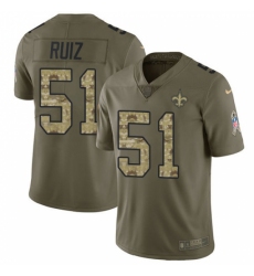 Men's New Orleans Saints #51 Cesar Ruiz Olive Camo Stitched NFL Limited 2017 Salute To Service Jersey