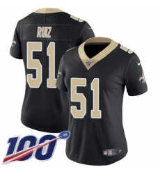 Women's New Orleans Saints #51 Cesar Ruiz Black Team Color Stitched NFL 100th Season Vapor Untouchable Limited Jersey