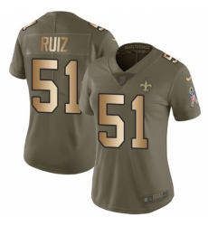 Women's New Orleans Saints #51 Cesar Ruiz Olive Gold Stitched NFL Limited 2017 Salute To Service Jersey