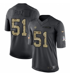 Youth New Orleans Saints #51 Cesar Ruiz Black Stitched NFL Limited 2016 Salute to Service Jersey