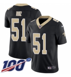Youth New Orleans Saints #51 Cesar Ruiz Black Team Color Stitched NFL 100th Season Vapor Untouchable Limited Jersey
