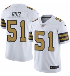 Youth New Orleans Saints #51 Cesar Ruiz White Stitched NFL Limited Rush Jersey