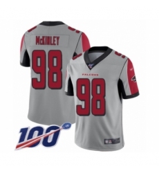 Men's Atlanta Falcons #98 Takkarist McKinley Limited Silver Inverted Legend 100th Season Football Jersey