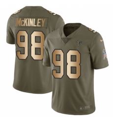 Youth Nike Atlanta Falcons #98 Takkarist McKinley Limited Olive/Gold 2017 Salute to Service NFL Jersey