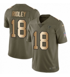 Men's Nike Atlanta Falcons #18 Calvin Ridley Limited Olive Gold 2017 Salute to Service NFL Jersey
