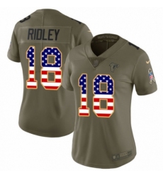 Women's Nike Atlanta Falcons #18 Calvin Ridley Limited Olive USA Flag 2017 Salute to Service NFL Jersey