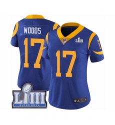 Women's Nike Los Angeles Rams #17 Robert Woods Royal Blue Alternate Vapor Untouchable Limited Player Super Bowl LIII Bound NFL Jersey