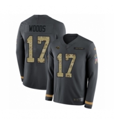 Youth Nike Los Angeles Rams #17 Robert Woods Limited Black Salute to Service Therma Long Sleeve NFL Jersey