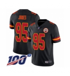 Men's Kansas City Chiefs #95 Chris Jones Limited Black Rush Vapor Untouchable 100th Season Football Jersey