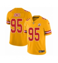 Men's Kansas City Chiefs #95 Chris Jones Limited Gold Inverted Legend Football Jersey