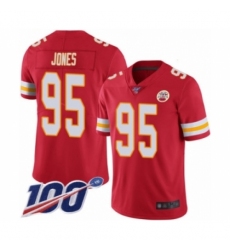 Men's Kansas City Chiefs #95 Chris Jones Red Team Color Vapor Untouchable Limited Player 100th Season Football Jersey