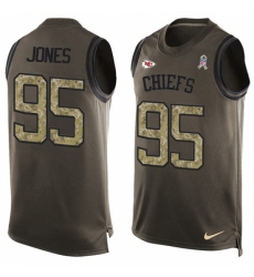 Men's Nike Kansas City Chiefs #95 Chris Jones Limited Green Salute to Service Tank Top NFL Jersey