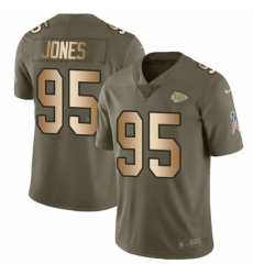 Men's Nike Kansas City Chiefs #95 Chris Jones Limited Olive/Gold 2017 Salute to Service NFL Jersey