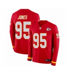 Men's Nike Kansas City Chiefs #95 Chris Jones Limited Red Therma Long Sleeve NFL Jersey