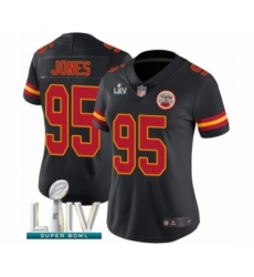 Women's Kansas City Chiefs #95 Chris Jones Limited Black Rush Vapor Untouchable Super Bowl LIV Bound Football Jersey