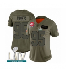 Women's Kansas City Chiefs #95 Chris Jones Limited Olive 2019 Salute to Service Super Bowl LIV Bound Football Jersey