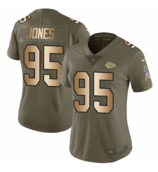 Women's Nike Kansas City Chiefs #95 Chris Jones Limited Olive/Gold 2017 Salute to Service NFL Jersey