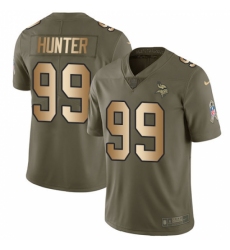 Men's Nike Minnesota Vikings #99 Danielle Hunter Limited Olive/Gold 2017 Salute to Service NFL Jersey