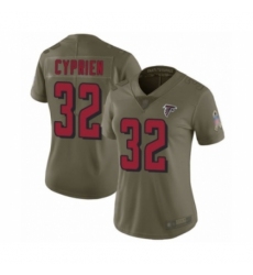 Women's Atlanta Falcons #32 Johnathan Cyprien Limited Olive 2017 Salute to Service Football Jersey