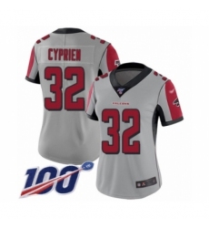 Women's Atlanta Falcons #32 Johnathan Cyprien Limited Silver Inverted Legend 100th Season Football Jersey