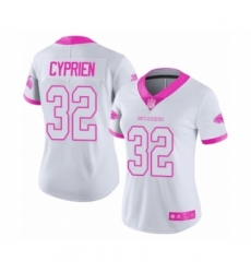 Women's Atlanta Falcons #32 Johnathan Cyprien Limited White Pink Rush Fashion Football Jersey
