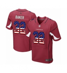 Men's Arizona Cardinals #32 Budda Baker Elite Red Home USA Flag Fashion Football Jersey