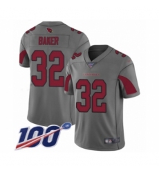 Men's Arizona Cardinals #32 Budda Baker Limited Silver Inverted Legend 100th Season Football Jersey