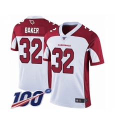 Men's Arizona Cardinals #32 Budda Baker White Vapor Untouchable Limited Player 100th Season Football Jersey