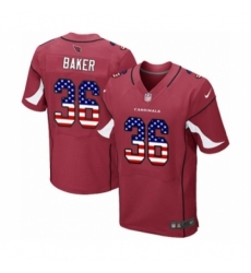 Men's Arizona Cardinals #36 Budda Baker Elite Red Home USA Flag Fashion Football Jersey